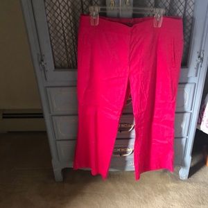Ankle length hot pink pants
